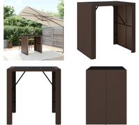 vidaXL Mesa alta con tablero de vidrio, color marrón, 105x80x110 cm, de ratán sintético. - Mesa alta con tablero de vidrio - Mesas altas con tablero de vidrio - Mesa para fiestas - Mesa de bistró