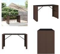 vidaXL Mesa alta con tablero de vidrio, color marrón, 185x80x110 cm, de ratán sintético. Mesa alta con tablero de vidrio. Mesas altas con tablero de vidrio. Mesa para fiestas. Mesa de bistró