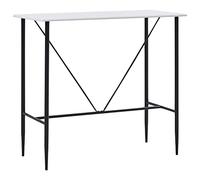 vidaXL Mesa Alta de Cocina Mesita Barra Desayuno Comedor de Superficie MDF Recubierto de PVC y Patas de Acero Blanca