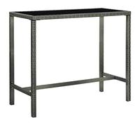 vidaXL Mesa Alta de Jardín Muebles Mobiliario Cocina Salón Sala Estar Hogar Exterior Patio Estable Duradera Ratán Sintético y Vidrio Gris 130x60x110cm