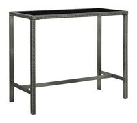 vidaXL Mesa alta de jardín ratán sintético y vidrio gris 130x60x110cm