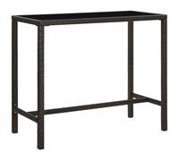 vidaXL Mesa alta de jardín ratán sintético y vidrio marrón 130x60x110cm