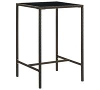 vidaXL Mesa alta de jardín ratán sintético y vidrio marrón 70x70x110 cm