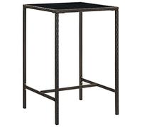 vidaXL Mesa Alta de jardín ratán sintético y Vidrio marrón 70x70x110 cm