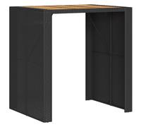 vidaXL Mesa alta jardín superficie madera ratán PE negro 105x80x110 cm