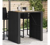vidaXL Mesa alta jardín superficie madera ratán PE negro 105x80x110 cm