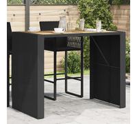 Mesa Alta Jardín Superficie Madera Ratán Pe Negro 145x80x110 Cm Vidaxl