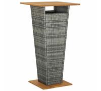 vidaXL Mesa alta ratán sintético y madera de acacia gris 60x60x110 cm