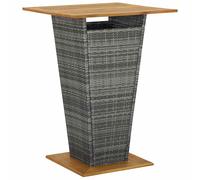 vidaXL Mesa alta ratán sintético y madera de acacia gris 80x80x110 cm