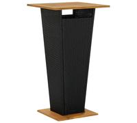 vidaXL Mesa alta ratán sintético y madera de acacia negro 60x60x110 cm