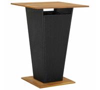 vidaXL Mesa alta ratán sintético y madera de acacia negro 80x80x110 cm