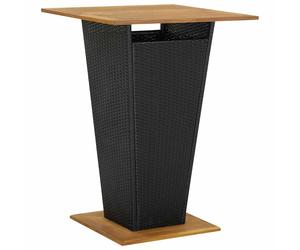 vidaXL Mesa alta ratán sintético y madera de acacia negro 80x80x110 cm