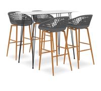 vidaXL Mesa alta y taburetes de bar 5 piezas blanco y gris