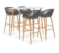 vidaXL Mesa alta y taburetes de bar 5 piezas blanco y gris