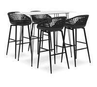 vidaXL Mesa alta y taburetes de bar 5 piezas blanco y negro