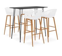 vidaXL Mesa alta y taburetes de bar 5 piezas negro y blanco