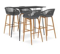 vidaXL Mesa alta y taburetes de bar 5 piezas negro y gris
