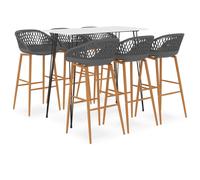 vidaXL Mesa alta y taburetes de bar 7 piezas blanco y gris