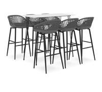 vidaXL Mesa alta y taburetes de bar 7 piezas blanco y gris