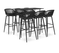 vidaXL Mesa alta y taburetes de bar 7 piezas negro
