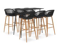 vidaXL Mesa alta y taburetes de bar 7 piezas negro