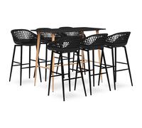 vidaXL Mesa alta y taburetes de bar 7 piezas negro