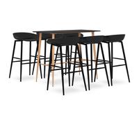 vidaXL Mesa alta y taburetes de bar 7 piezas negro