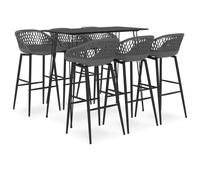 vidaXL Mesa alta y taburetes de bar 7 piezas negro y gris
