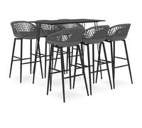 vidaXL Mesa alta y taburetes de bar 7 piezas negro y gris