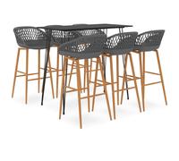 vidaXL Mesa alta y taburetes de bar 7 piezas negro y gris