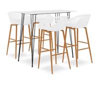 vidaXL Mesa alta y taburetes de bar de 5 piezas blanco