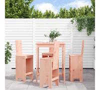 vidaXL Mesa alta y taburetes de jardín 5 piezas madera maciza Douglas