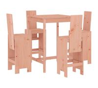 vidaXL Mesa alta y taburetes de jardín 5 piezas madera maciza Douglas