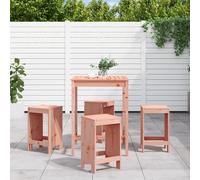 vidaXL Mesa alta y taburetes de jardín 5 piezas madera maciza Douglas