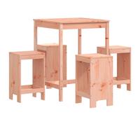 vidaXL Mesa alta y taburetes de jardín 5 piezas madera maciza Douglas