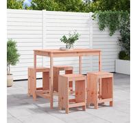 vidaXL Mesa alta y taburetes de jardín 5 piezas madera maciza Douglas