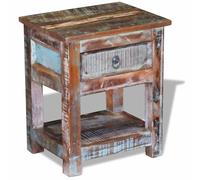 vidaXL Mesa auxiliar con 1 cajón madera maciza reciclada 43x33x51 cm