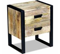 vidaXL Mesa auxiliar con 2 cajones madera maciza de mango 43x33x51 cm