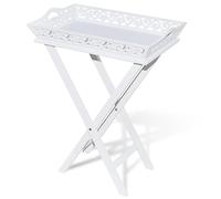 vidaXL Mesa Auxiliar con Bandeja Blanca