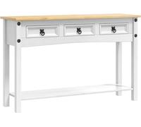 vidaXL Mesa auxiliar con cajones, modelo Corona, color blanco, 114 x 34,5 x 73 cm