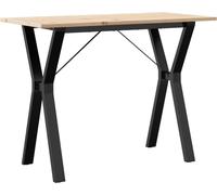 vidaXL Mesa auxiliar con estructura en forma de Y, 100x50x75 cm, madera maciza de pino y acero