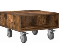 vidaXL Mesa auxiliar con ruedas, roble ahumado, 50,5 x 50 x 30 cm
