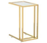 vidaXL Mesa Auxiliar de Ordenador Sala de Estar Salón Sofá Café Mesita Lateral Muebles Mobiliario Habitación Vidrio Transparente 50x35x65 cm