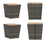 vidaXL Mesa auxiliar gris de 41,5 x 41,5 x 43 cm, fabricada en ratán sintético y madera maciza. Mesa de té, mesas de té, mesa para exteriores, mesas para exteriores