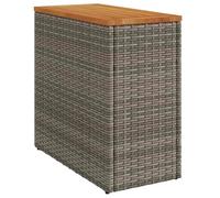vidaXL Mesa auxiliar jardín tapa madera ratán PE gris 58x27,5x55 cm
