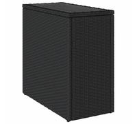 vidaXL Mesa Auxiliar Jardín con Tapa de Vidrio, Mesita Pequeña de Centro, Mesa de Sofá, Mueble para Patio Balcón Terraza Porche, Ratán PE Negro