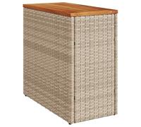 vidaXL Mesa auxiliar jardín con tapa de madera y ratán PE – Beige