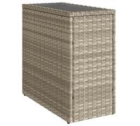 vidaXL Mesa auxiliar de jardín Tapa de vidrio ratán Gris claro 58x27,5x55 cm