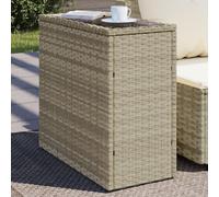 vidaXL Mesa auxiliar jardín tapa vidrio ratán gris claro 58x27,5x55 cm
