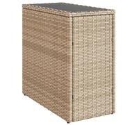 vidaXL Mesa auxiliar jardín con tapa de vidrio 58x27,5x55 cm Ratán PE beige